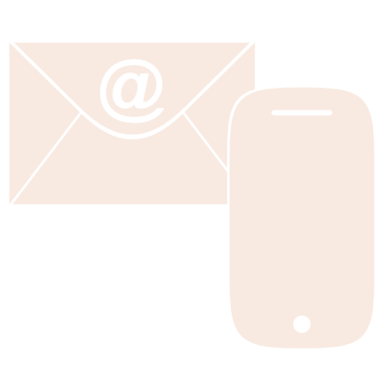 Kennenlerngespräch im HypnoseCoaching E-Mail-Symbol neben einem Smartphonesymbol.